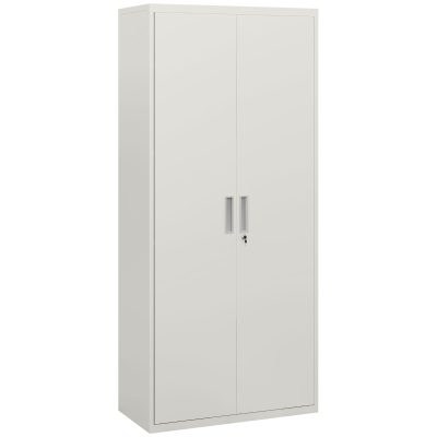 HOMCOM Dulap de Depozitare pentru Birou cu 5 Niveluri, Dulap Metalic cu 2 Uși și 4 Rafturi Reglabile, 80x40x180 cm, Alb