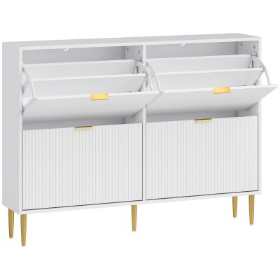 HOMCOM Dulap de pantofi pentru 20 de perechi de pantofi cu 4 sertare rabatabile Alb | Aosom Romania