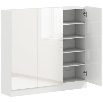 HOMCOM Dulap de Pantofi pentru 25-30 de Pantofi cu Uși Amortizate, Alb Lucios | Aosom Romania