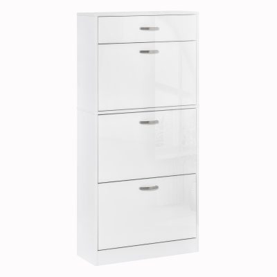 HOMCOM Pantofar slim cu 3 compartimente rabatabile, pentru 18 perechi, alb | Aosom Romania