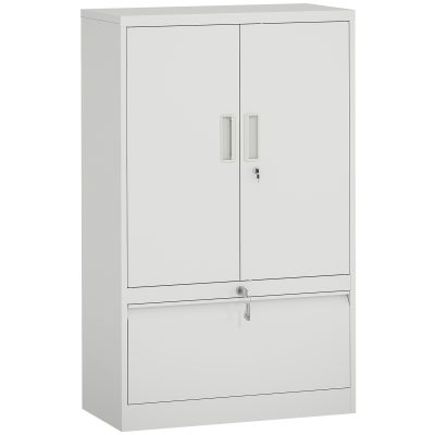 HOMCOM Dulap pentru Birou cu Raft Interior Reglabil și Sertar Alb | Aosom Romania