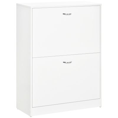 HOMCOM Dulap pentru pantofi dim. 60L x 24l x 80H cm 2 uși batante Alb | Aosom Romania