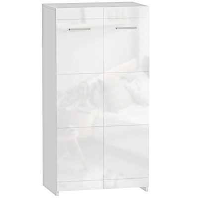 HOMCOM Dulap pentru Pantofi Lucios, Mobilier Modern cu Rafturi Reglabile pentru Hol, Coridor, Capacitate 10 Perechi, Alb | Aosom Romania