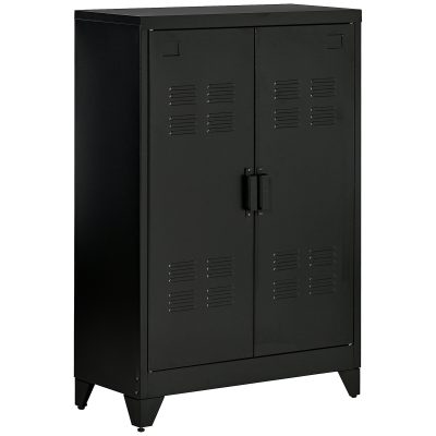 HOMCOM Dulapior Multifunctional cu 2 Usi Stil Industrial, Dulapior Metalic pentru Casa si Garaj - Gri | Aosom Romania