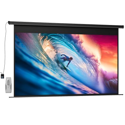 HOMCOM Ecran de proiecție motorizat 120 inch, 16:9 4K HD, montaj pe perete sau tavan cu telecomandă, 297x8x183cm | Aosom Romania