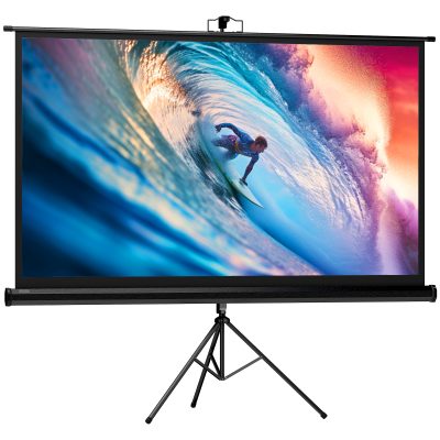 HOMCOM Ecran de proiecție pliabil de 84" format 16:9 cu trepied ajustabil, 200x8x118 cm, negru | Aosom Romania