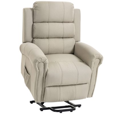 HOMCOM Fotoliu cu ridicare electrică, fotoliu relax electric cu funcție de masaj și încălzire, 87 x 87,5 x 108 cm, beige | Aosom Romania