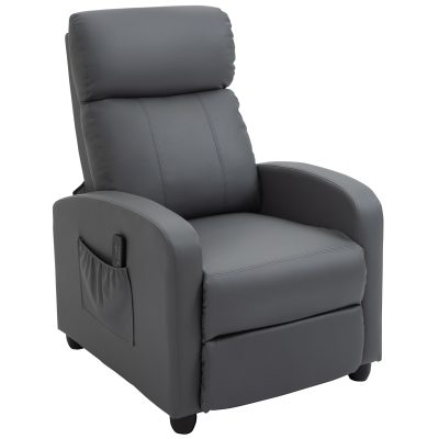 HOMCOM Fotoliu de Masaj cu 8 Moduri și 5 Intensități, Suport pentru Picioare și Telecomandă, 68x88x98 cm, Gri | Aosom Romania