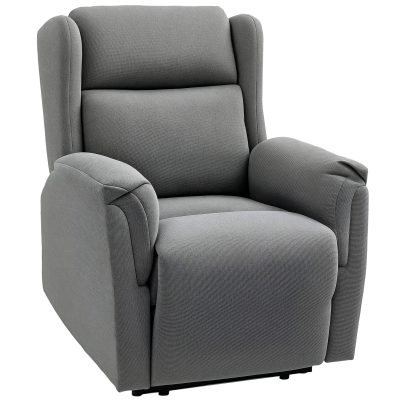 HOMCOM Fotoliu de Relaxare, Scaun Tapitat reglabil cu Suport pentru Picioare, cu Inclinație de 160°, cu Aspect de In, Asamblare Rapidă, Gri închis | Aosom Romania