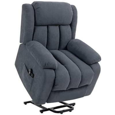 HOMCOM Fotoliu Electric cu Ridicare și Reclinare 135° în Material Textil Efect In cu Suport Picioare, Gri Închis | Aosom Romania