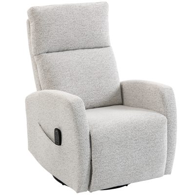 HOMCOM Fotoliu reclinabil de masaj cu încălzire, fotoliu de relaxare din chenille, spătar reglabil, rotativ 360°, crem | Aosom Romania