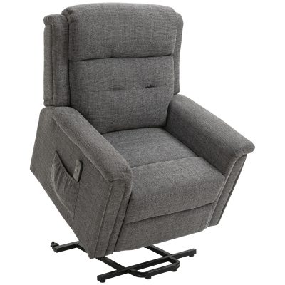 HOMCOM Fotoliu Recliner cu sistem de ridicare, fotoliu reclinabil cu suport pentru picioare integrat, gri | Aosom Romania