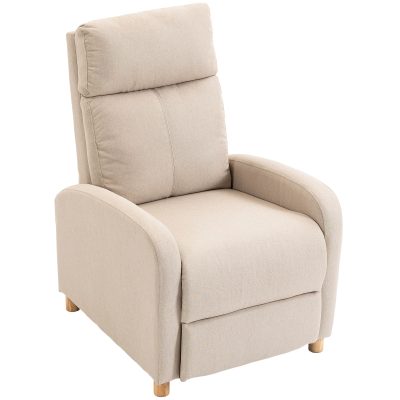 HOMCOM Fotoliu Recliner cu Suport pentru Picioare, Arcuri în Saci, Țesătură In, 87x67x102 cm, Bej | Aosom Romania