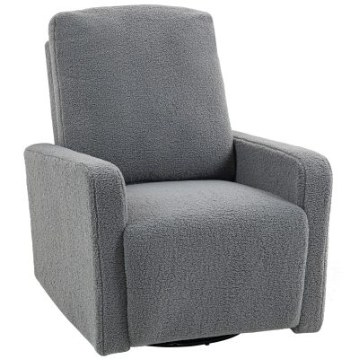 HOMCOM Fotoliu recliner, fotoliu de relaxare cu tapițerie din fleece, spătar reglabil, fotoliu tapițat, oțel, gri | Aosom Romania