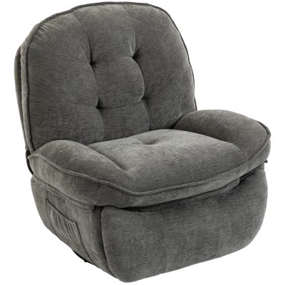 HOMCOM Fotoliu relax din chenille, reglabil manual, fotoliu rotativ și balansant 360° cu șezut lat, spătar înalt, Gri deschis | Aosom Romania
