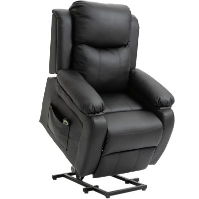 HOMCOM Fotoliu Relax Electric cu Ridicare și Reclinare 160°, Telecomandă, 76x90x105 cm, Negru | Aosom Romania