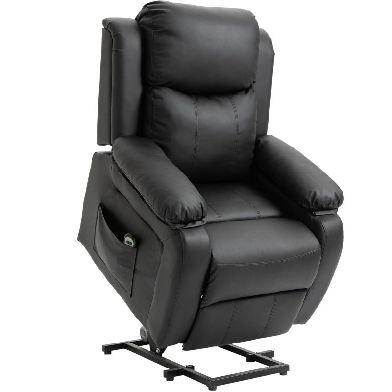 HOMCOM Fotoliu Relax Electric cu Ridicare și Reclinare 160°, Telecomandă, 76x90x105 cm, Negru | Aosom Romania