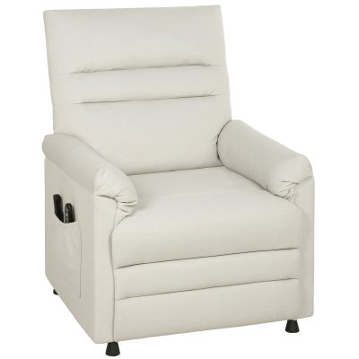 HOMCOM Fotoliu relax electric masaj și încălzire, fotoliu inclinabil, suport pentru picioare, motor silențios, 82x99x106cm, crem | Aosom Romania