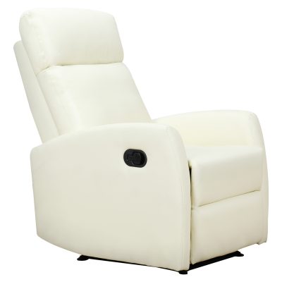 HOMCOM Fotoliu Relax Rabatabil Ergonomic Piele Sintetica 65 × 92 × 100cm Crem | Aosom Romania
