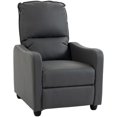 HOMCOM Fotoliu Relax Reclinabil Manual 155° cu Suport pentru Picioare, din Piele Ecologică PU, pentru Living și Dormitor, Gri Închis | Aosom Romania