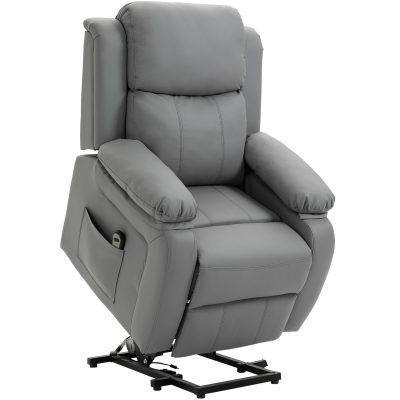 HOMCOM Fotoliu Relaxant Rabatabil la 160°, Electric cu Funcție de Ridicare, Suport pentru Picioare și Telecomandă, 76x90x105 cm, Gri | Aosom Romania
