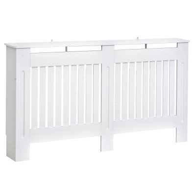 HOMCOM Husă pentru Calorifer din Lamele MDF, 152x19x81 cm, Alb | Aosom Romania
