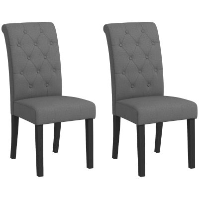 HOMCOM Lot de 2 scaune de Masă Scaun de Bucătărie Confortabil Picioare din Lemn Lin 47 x 61 x 101 cm gri închis | Aosom Romania