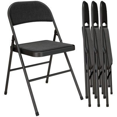 HOMCOM Lot de 4 scaune pliante scaune de masă portabile cadru din oțel 45 x 46 x 78 cm negru | Aosom Romania