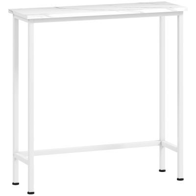 HOMCOM Masă consolă de hol cu piciorușe reglabile, protecție la răsturnare 75 x 24 x 76 cm pentru spații mici Alb | Aosom Romania