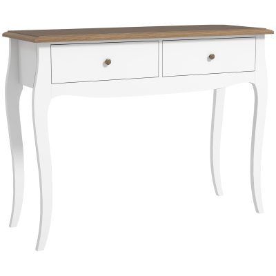 HOMCOM Masă Consolă Modernă cu 2 Sertare, Consolă de Intrare din MDF și PAL, 100x35x76,5 cm, Alb | Aosom Romania