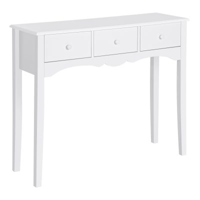 HOMCOM Masă Consolă Modernă cu 3 Sertare, Consolă de Intrare din MDF, pentru Hol, Sufragerie, 100x32x85 cm, Alb | Aosom Romania