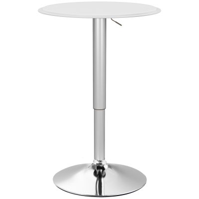 HOMCOM Masă de Bar Rotundă Ø63 cm, Reglabilă pe Înălțime 67-93 cm, cu Structură Metalică și Blat Rotativ 360°, Albă | Aosom Romania