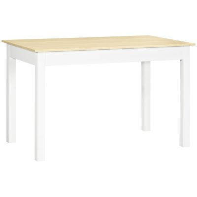 HOMCOM Masă pentru 4-6 Persoane, Masă Modernă de Bucătărie și Sufragerie din Lemn, 119x70x75 cm, Alb | Aosom Romania