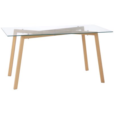 HOMCOM Masă sticla dreptunghiulară pentru 4 Persoane din Oțel cu Blat din Sticlă Securizată 150x75x76 cm | Aosom Romania
