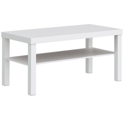 HOMCOM Măsuță de living dreptunghiulară cu poliță mare, 90 x 45 x 44,5 cm, alb | Aosom Romania