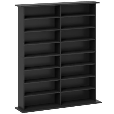 HOMCOM Mobilier Bibliotecă cu 16 Rafturi pentru 720 CD-uri din Lemn 106.5x24x123.7 cm Negru | Aosom Romania