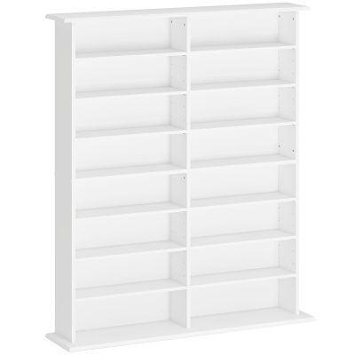 HOMCOM Mobilier Bibliotecă cu 16 Rafturi pentru 720 CD-uri din Lemn 106.5x24x126.3 cm Negru | Aosom Romania