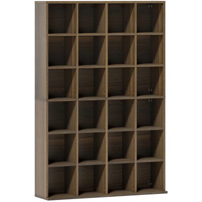 HOMCOM Mobilier de depozitare multimedia 456 CD/ 336 DVD - bibliotecă din lemn cu rafturi reglabile, 89 x 130,5 cm, maro | Aosom Romania