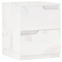 HOMCOM Noptieră Modernă cu 2 Sertare și Design Lucios, Noptieră pentru Dormitor din PAL, 40x40x48 cm, Alb Lucios | Aosom Romania