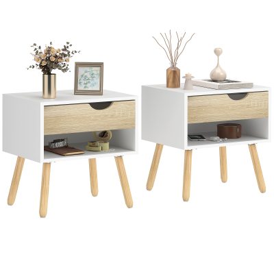 HOMCOM Noptiere Moderne cu Sertar și Raft, Design Modern și Funcțional, Ideal pentru Cameră de Dormit, Albastru | Aosom Romania