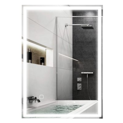 HOMCOM Oglindă de baie Oglindă de perete cu LED-uri. Comutator tactil, Alb | Aosom Romania