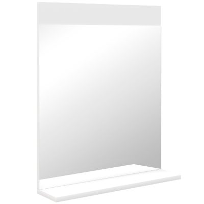 HOMCOM Oglindă de Baie pentru Perete în Stil Modern, Oglindă de Baie cu Raft, 50x12x60 cm, Alb | Aosom Romania
