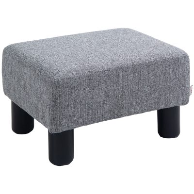 HOMCOM Otoman Stofă, Scaun Dreptunghiular Mic, Căptușit, pentru Living, 40x30x24cm, Gri | Aosom Romania
