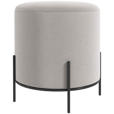 HOMCOM Pouf taburet pouf suport pentru picioare din catifea cu picioare din oțel pentru salon dormitor Ø 35 x 38 cm gri deschis | Aosom Romania