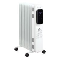 HOMCOM Radiator cu Ulei cu 9 Elementi, Temperatura Reglabila, 3 Nivele de Incalzire si Timer, 42.5x24x63cm, Alb | Aosom Romania