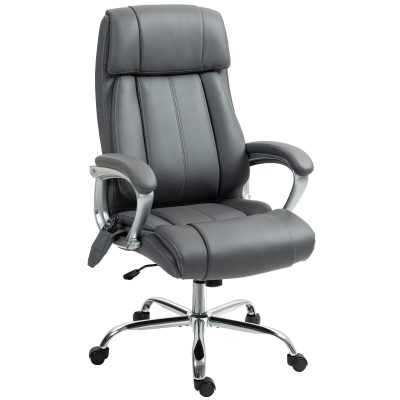 HOMCOM Scaun de Birou cu Masaj în 6 Puncte, Vibrant și Înclinabil, cu Buzunar și Telecomandă, 66x72x113-121 cm, Gri | Aosom Romania