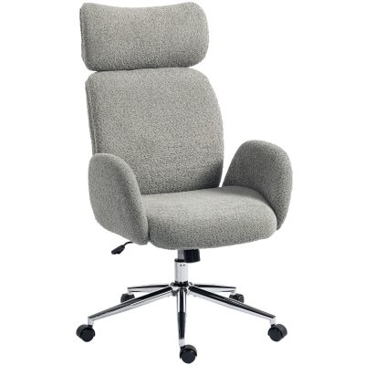 HOMCOM Scaun de birou cu tetieră reglabilă, scaun ergonomic de birou, funcție de înclinare, reglabil pe înălțime, Gri închis | Aosom Romania