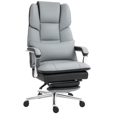 HOMCOM Scaun de birou, ergonomic, reglabil, 63x71x123-129cm, Gri deschis/Negru | Aosom Romania