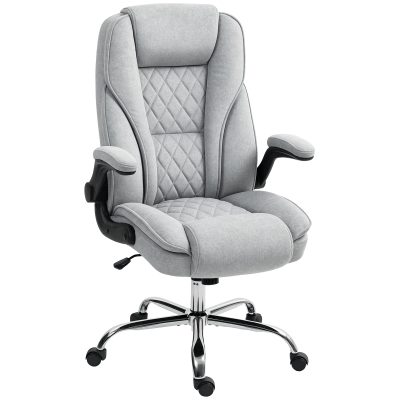 HOMCOM Scaun de birou, scaun birou ergonomic, înălțime reglabilă, brațe rabatabile, 70 x 70 x 114-122 cm, gri | Aosom Romania