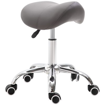 HOMCOM Scaun de lucru cu sa si roti, cu Inaltime reglabila pentru Saloane de coafor si Tatuaj, 52x53x49-61cm Gri | Aosom Romania